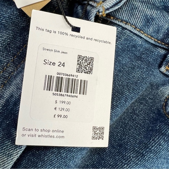 Whistles Jeans Women Size 24 Slim Skinny Ankle Blue High Rise Mom MSRP $199 - Picture 10 of 12